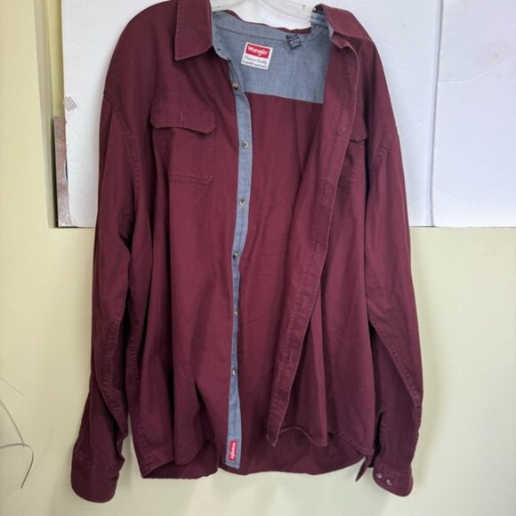 Wrangler Comfort Cotton Shirt Button Up Pockets Denim Long Sleeve Casual Top 3XL - Picture 3 of 15